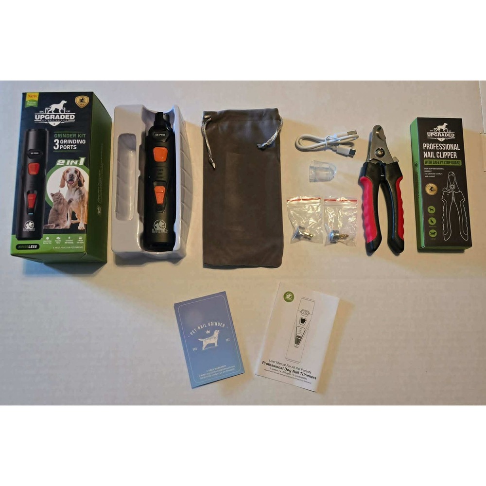 Lopsie SS PRO Professional Pet Nail Grinder Clipper Kit 3 Speed LED Noiseless